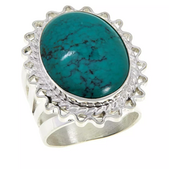 Anillo de plata de ley con turquesa de Hubei de la colección Jay King Gallery, talla 6