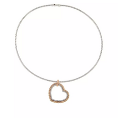 Collar Bellezza de plata de ley bicolor con corazón tejido y circonitas de 43 cm
