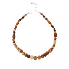 Collar Jay King de plata de ley con cuentas multicolor de calcedonia y ópalo. 45 cm
