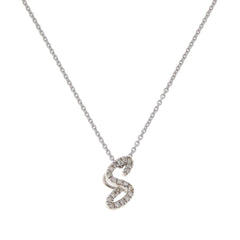Colleen Lopez Sterling Silver  Clear Diamond "S" initial Necklace, 16"