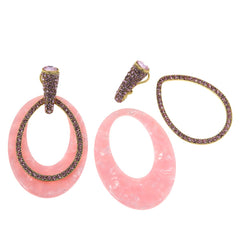 Heidi Daus "XL Hoops"  Pink Crystal-Encrusted Convertible Earrings, 3"