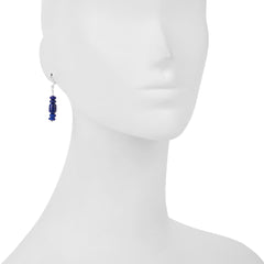 Jay King Blue Lapis Sterling Silver Beaded Drop Earrings 1-1/2"
