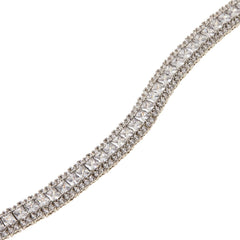 Absolute Sterling Silver Princess &Round Tennis Bracelet, 6-1/2"