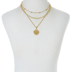 Bellezza 200Lira Coin Bronze Multi-Link 3-piece Necklace Set
