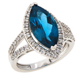 Colleen Lopez Sterling Silver Marquise London Blue Topaz & White Zircon Ring, Size 6