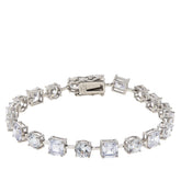 Absolute Sterling Silver Square/Round Tennis Bracelet, 7"