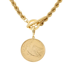 Bellezza Bronze Vatican City 100Lira Dove Coin Enhancer Pendant, 18"