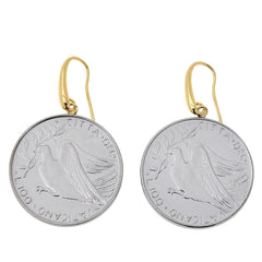 Bellezza Bronze Two-tone 100 Lira Coin Drop Earrings.