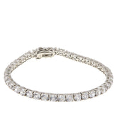Absolute Sterling Silver 100-Facet Round 4mm Tennis Bracelet, 8"