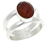 Jay King Oval Faceted Hessonite Split Shank Sterling Silver Ring Size 7