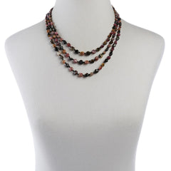Collar Jay King de plata esterlina de tres hilos con turmalina multicolor y espinela negra, 45,7 cm