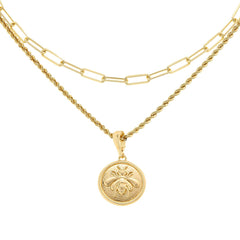 Bellezza Bronze Paperclip & Rope "Bee" Pendant Necklaces, 18"/20"
