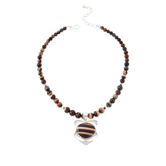 Colgante de jaspe okapi de plata esterlina de Jay King con collar, 45,7 cm