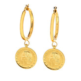 Bellezza Bronze Lira Drop Hoop Earrings,