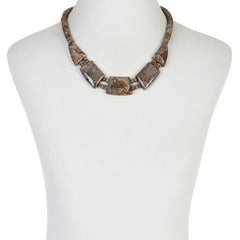 Jay King Sterling Silver Mushroom Rhyolite Beaded Bib  Necklace, 18"