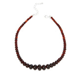 Collar Jay King de cuentas redondas graduadas de ámbar marrón en plata esterlina de 45,7 cm