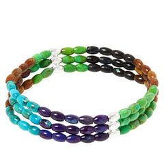 Pulsera elástica de cuentas de turquesa y jarosita multicolor de Jay King, 19 cm