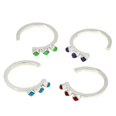 Jay King Sterling Silver 4piece Multicolor Turquoise and Coral Ring Set, Size 7