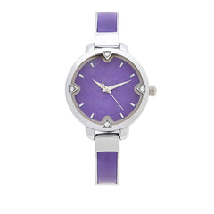 Jade of Yesteryear Silvertone Purple Jade Cuff Watch, 7-1/4"