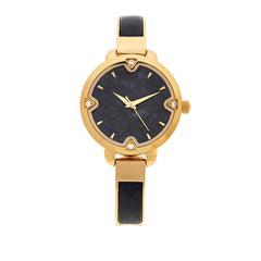 Jade of Yesteryear Goldtone Black Jade Cuff Watch, 7-1/4"