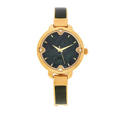 Jade of Yesteryear Goldtone Nephrite Jade Cuff Watch, 7-1/4"