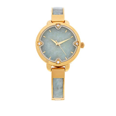 Jade of Yesteryear Goldtone Jade Cuff Watch, 7-1/4"