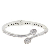 Bellezza Bronze Silvertone Hinged CZ Snake Bangle 6-1/4"