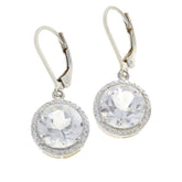 Herkimer Mines Sterling Silver "Diamond" Quartz 10mm Round Leverback Drop Earrings