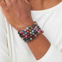 KALIFANO Multicolor Agate Bead Coil Wrap Bracelet