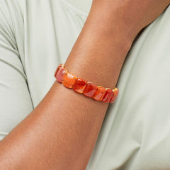 Pulsera elástica reversible de calcedonia bicolor de plata esterlina de Jay King, 16,7 cm