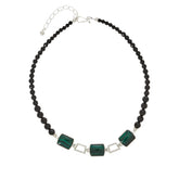Collar reversible Jay King de malaquita y calcedonia en plata de ley. 45 cm.