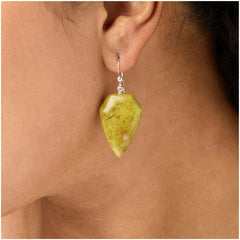 Jay King Green Opal Freeform Sterling Silver Drop Earrings 1-3/4"