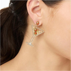 Baublebar Goldtone Multicolor crystal Martini Drop Earrings, 1-1/4"