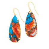 Connie Craig Carroll Goldtone Compressed Turquoise & Spiny Shell Drop Earrings, 2"