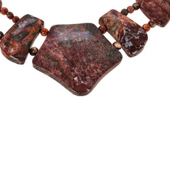 Collar Jay King de plata de ley con cuentas de cuarcita y piel de leopardo roja, 45 cm