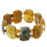 Jay King Sterling Silver Multicolor Yellow Opal Bead Stretch Bracelet