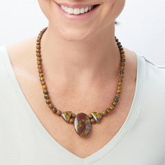 Collar Jay King de plata esterlina con flor amarilla multicolor y piedra ovalada, 45,7 cm