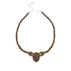 Collar Jay King de plata esterlina con flor amarilla multicolor y piedra ovalada, 45,7 cm