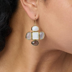 Connie Craig Carroll Goldtone Agate Cross earrings,