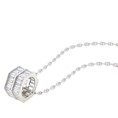 Absolute Sterling Silver Hexagon-Design Baguette Pendant Necklace 18"