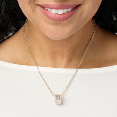 Absolute Sterling Silver Hexagon-Design Baguette Pendant Necklace 18"