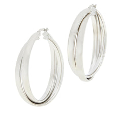 Bellezza White Bronze Layered Hoop Earrings, 1.5"