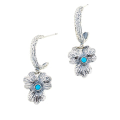 LiPaz Sterling Silver Turquoise Flower Drop Earrings, 1-1/2"