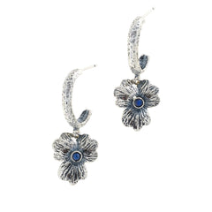LiPaz Sterling Silver Moonstone Flower Drop Earrings, 1-1/2"