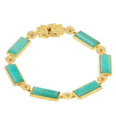 Rarities Sterling Silver Goldclad Amazonite Station Bracelet, 7"