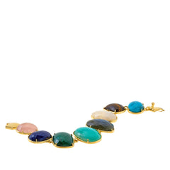 Rarities Sterling Silver Goldclad Multi-Gem Station Bracelet, 6-3/4"