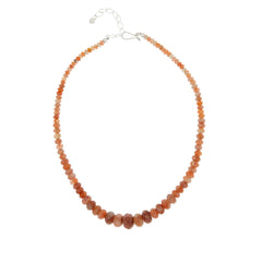 Jay King Sterling Silver Red Sunstone Beaded Graduated Necklace, 18"