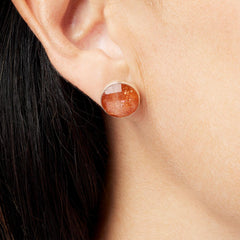 Jay King Sterling Silver Red Sunstone Stud Earrings