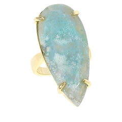 Connie Craig Carroll Goldtone Reid Amazonite Statement Ring, Size 7