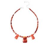 Jay King Sterling Silver Red Spiny Oyster Station Necklace, 18"